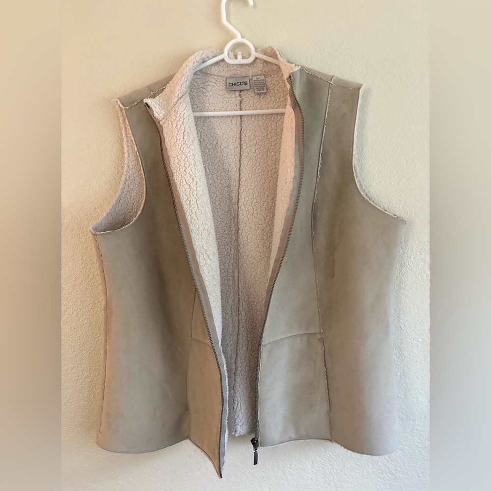 Chico's Beige Sleeveless Vest with Cream Lining